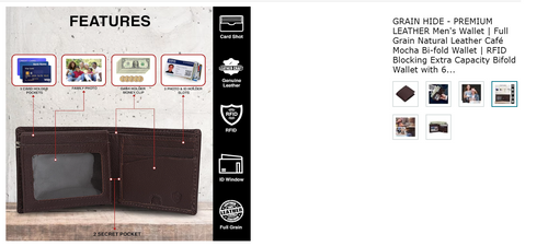 Men's Wallet | Full Grain Natural Leather Café Mocha Bi-fold Wallet- Brown