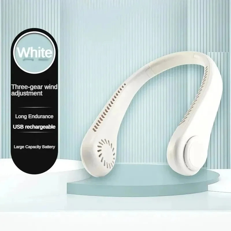 MyHeadcool 8000mAh USB Hanging Neck Fan Portable Bladeless Mini Rechargeable Mute LED Digital Display Electric Air Cooler Handheld