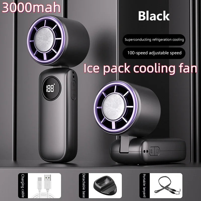 MyHeadcool 8000mAh USB Hanging Neck Fan Portable Bladeless Mini Rechargeable Mute LED Digital Display Electric Air Cooler Handheld