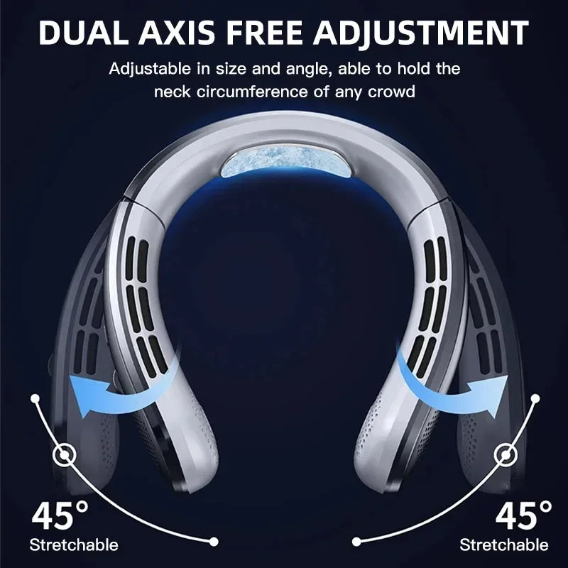 MyHeadcool 8000mAh USB Hanging Neck Fan Portable Bladeless Mini Rechargeable Mute LED Digital Display Electric Air Cooler Handheld