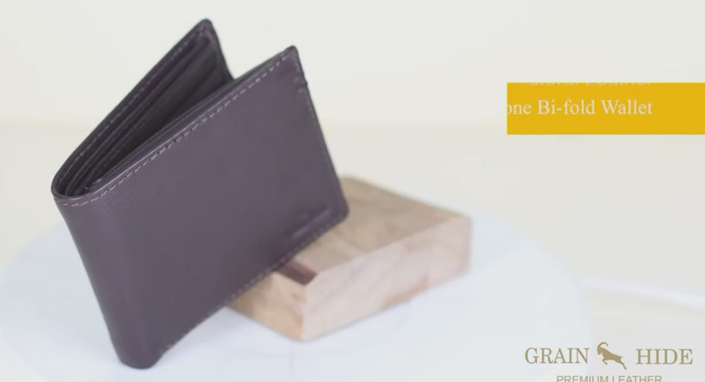 Men's Wallet | Full Grain Natural Leather Retro Noir Bi-Fold Wallet - Black